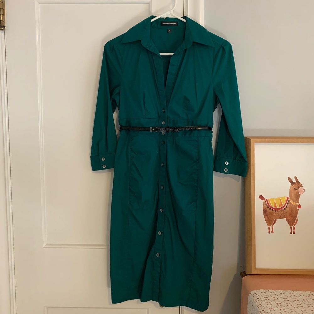 Hunter Green Express Shirtdress